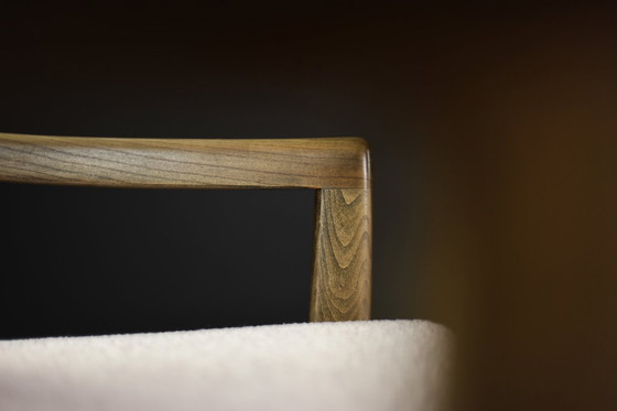 Image 1 of Mid-Century German Modern Elegante Kirschholz- und schmutzigrosa Stoffsessel von Wilhelm Knoll, 1970er Jahre, 2er-Set