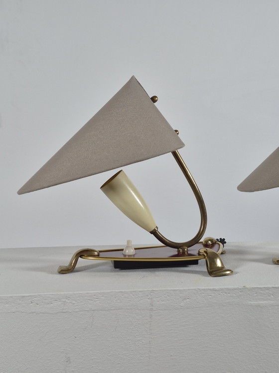 Image 1 of Pair of vintage mid century wall lamps bedside lamps brass 