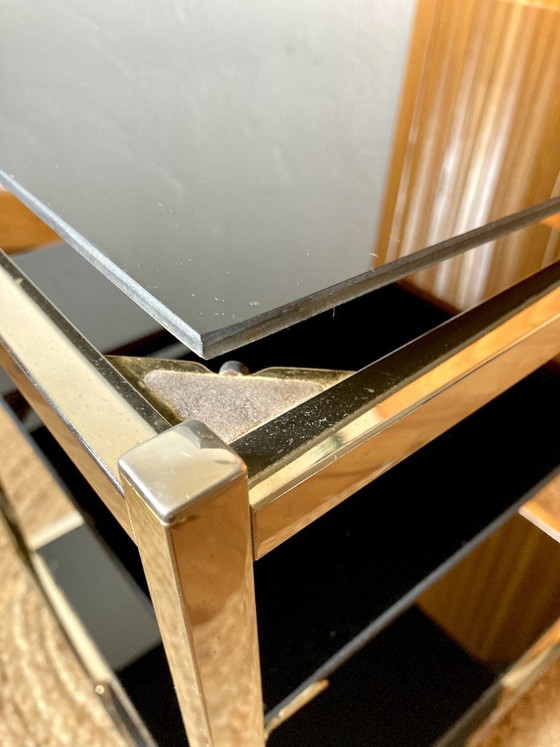 Image 1 of Gold-plated metal side table, in the style of the Jansen company, 1970s