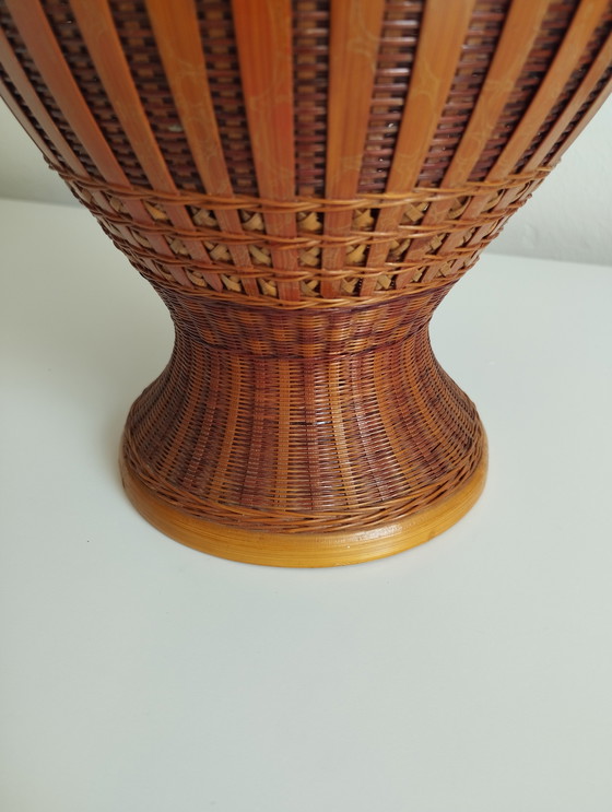 Image 1 of Bruin geweven rieten vaas Zhejiang Handicrafts