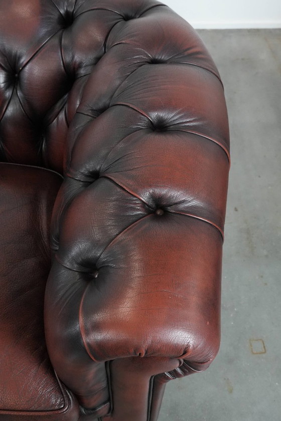 Image 1 of Divano Chesterfield in pelle di mucca in stile inglese con bellissimi colori rosso/marrone