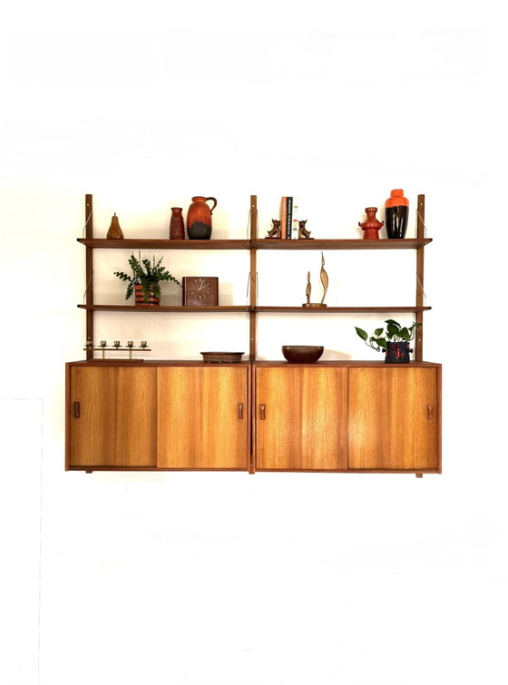 Image 1 of Vintage teakhouten modulair wandsysteem, denemarken ‘60