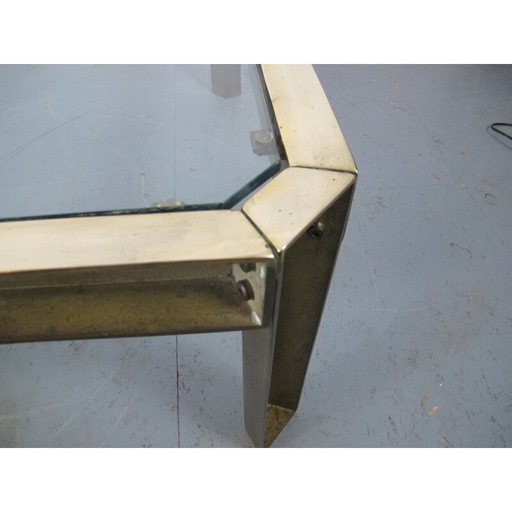Table basse vintage en laiton de Peter Ghyczy, 1970