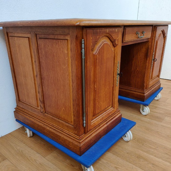 Image 1 of Escritorio de banquero antiguo de roble, escritorio de madera, oficina