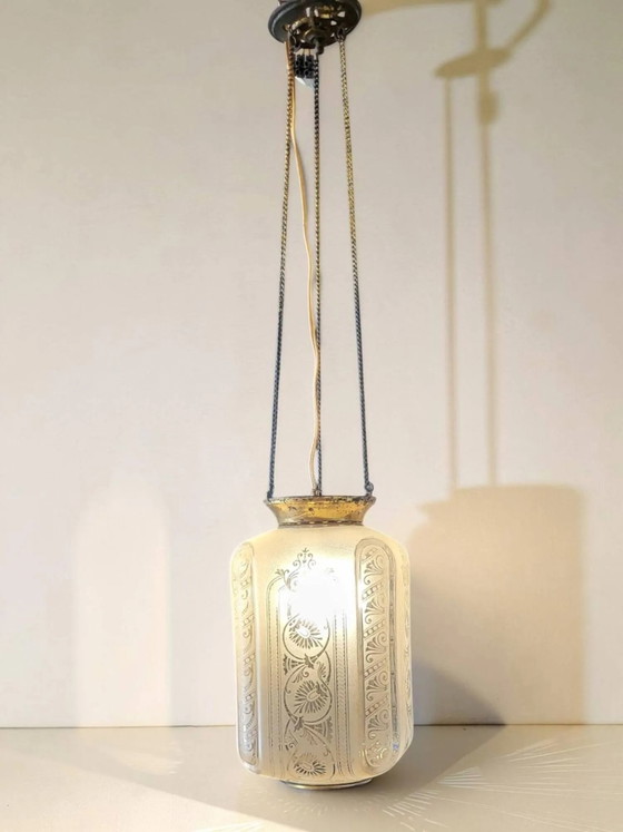 Pendelleuchte / Art Deco Laterne – Pendelleuchten, Crystal, Glass (photo 4 of 11)