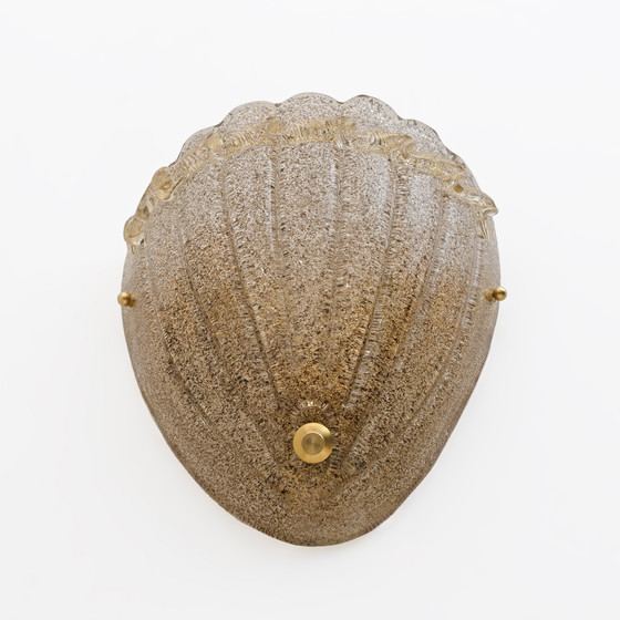 Image 1 of Coppia di lampade a conchiglia in vetro di Murano in stile metà secolo moderno