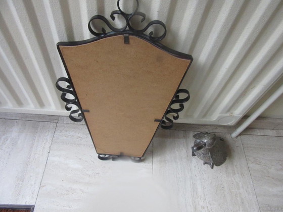 Black Wrought Iron Wall Mirror Retro Vintage MCM – Glass (photo 6 of 9)
