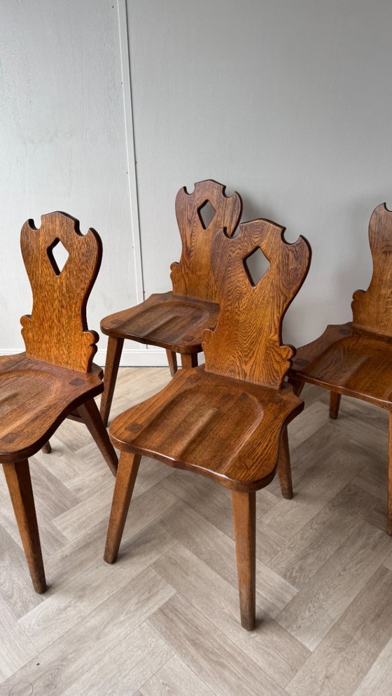 Image 1 of Comfortable brutalistische eiken stoelen