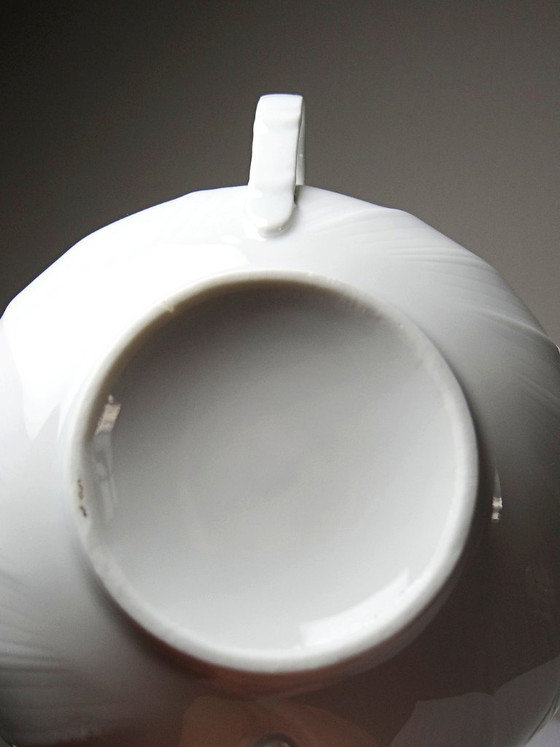 Image 1 of 5 two-handled cups/bowls, Limoges porcelain Bernardaud "Palm"