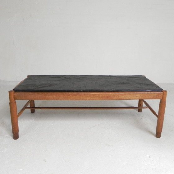 Image 1 of Tavolino da caffè vintage con piano in ardesia e struttura in rovere, anni '60.