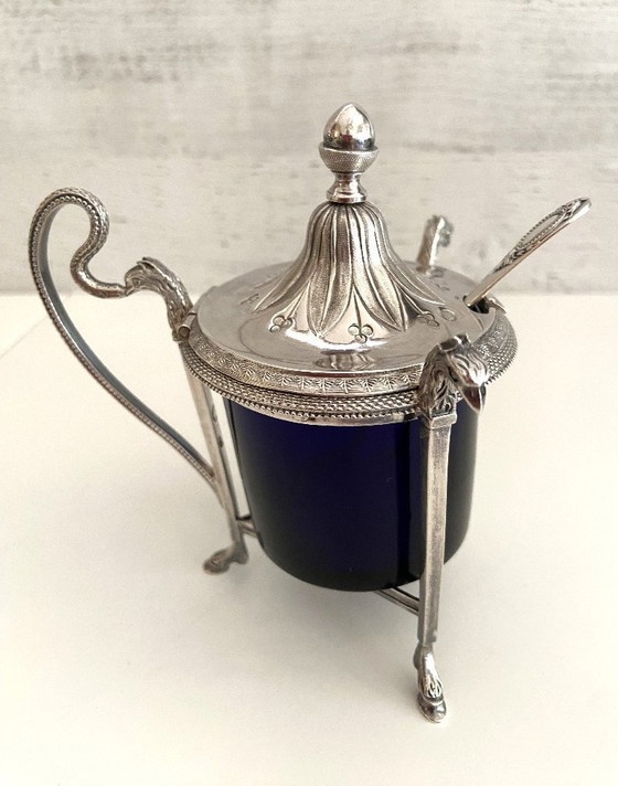 Image 1 of Tarro de mostaza en plata esterlina (950°/°°°) Marcado 1er gallo época Imperio-Consulado