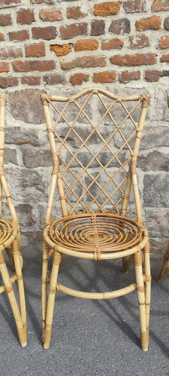 Image 1 of Set di 4 sedie in rattan Louis Sognot