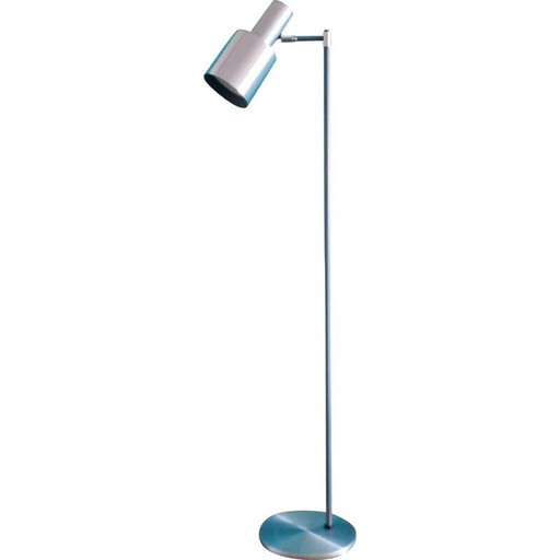 Vintage vloerlamp van geborsteld aluminium op grijs gelakt stalen steel, 1960