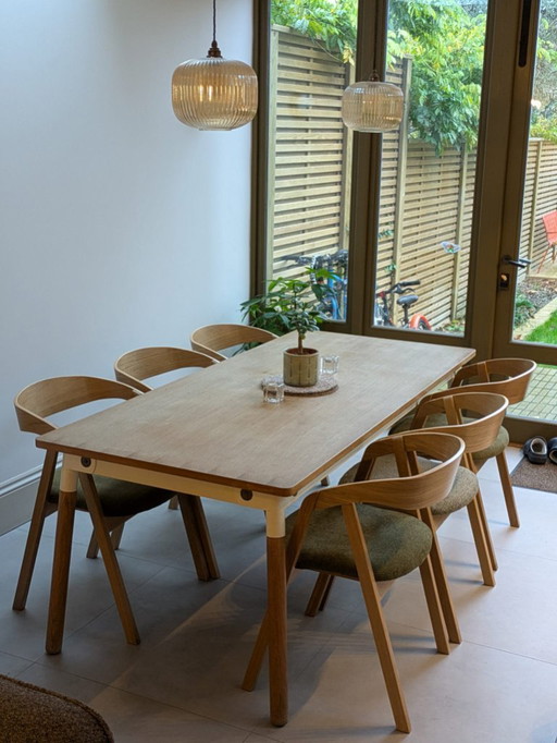 Scandinavian dining chairs set of 6 rustic oak wood safari beige