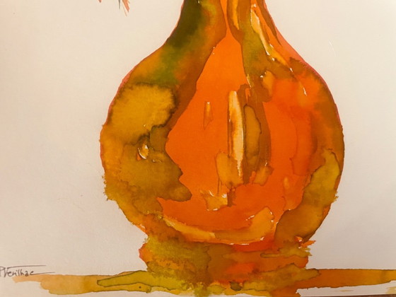 Signed Still Life Painting "Provençal Jar Adorned with Plants" – P. Fenilhac, Paintings & Drawings, Paper (photo 8 of 9)