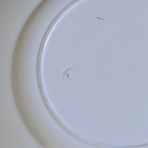 Grand plat rond de 1870 signé Longwy collection aux oiseaux, terre de fer – Vaisselle, Ceramic (photo 5 of 6)