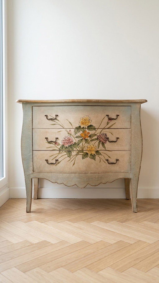 Gedecoreerde Ladekast Shabby Chic Stijl
