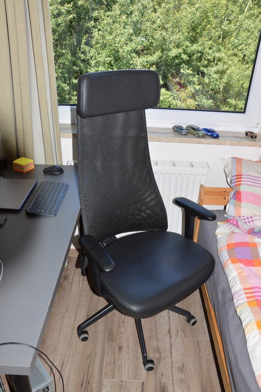 Ikea Järvfjället Bürostuhl aus Echtleder mit Lendenwirbelstütze – bureaustoelen, Leather, Metal