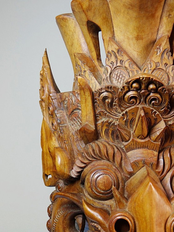 Grande maschera da parete vintage Barong di Bali in legno intagliato 1960-1980 – Decorazioni murali, Wood (photo 4 of 15)