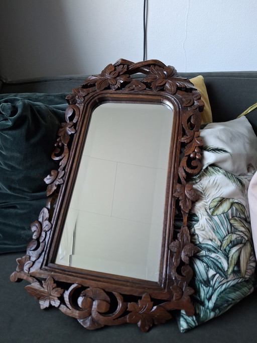 Gorgeous Mirror with Oriental Woodcarving