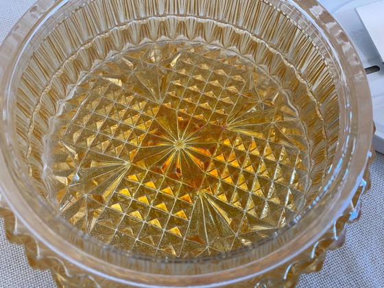 Vintage Geometric Pressed Glass Flush Mount Ceiling Light, 1970s (photo 11 of 11)