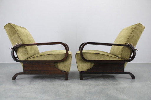 1930s Rare Restored Adjustable Art Deco Armchairs, Czechoslovakia