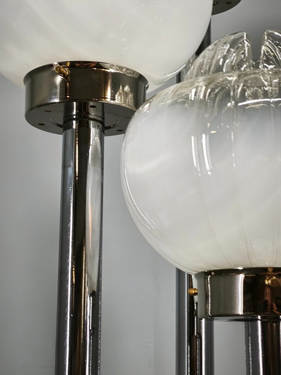Italienische Stehleuchte aus Murano-Glas, Chrom und Marmor, dreiflammig, 1970er Jahre – Stehleuchten, Marble (photo 7 of 15)