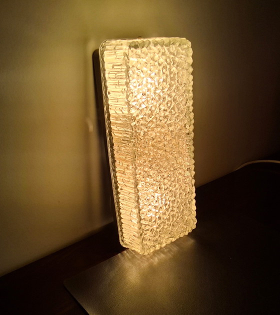 Image 1 of Rectangular ceiling lamp/wall lamp of cut glass, 1960s