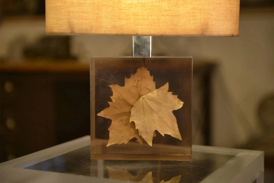 Lampada con inclusione di foglia di platano di Pierre Giraudon anni '70 – Lampade da tavolo, Vintage (photo 2 of 11)