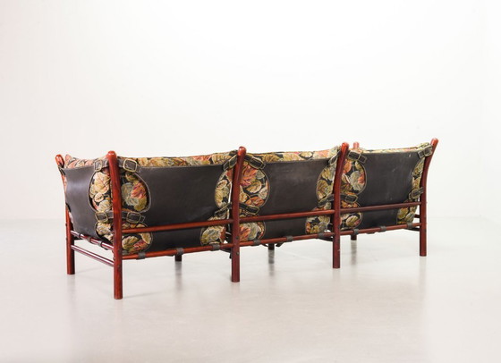 Image 1 of Beautiful Arne Norell 3-Seat ‘Ilona’ Rosewood Sofa for Arne Norell AB Aneby Möbler with Autumn Leaves Fabric Upholstery. Sweden.