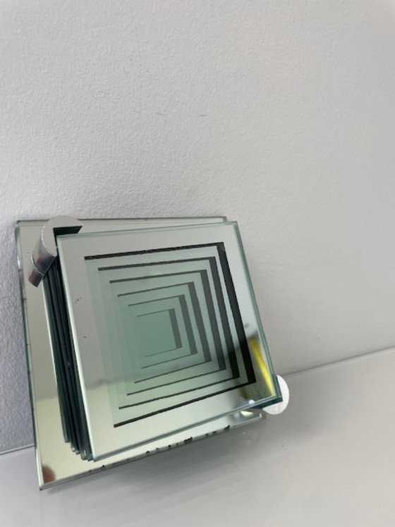 Image 1 of Vintage mirrored coaster set with holder