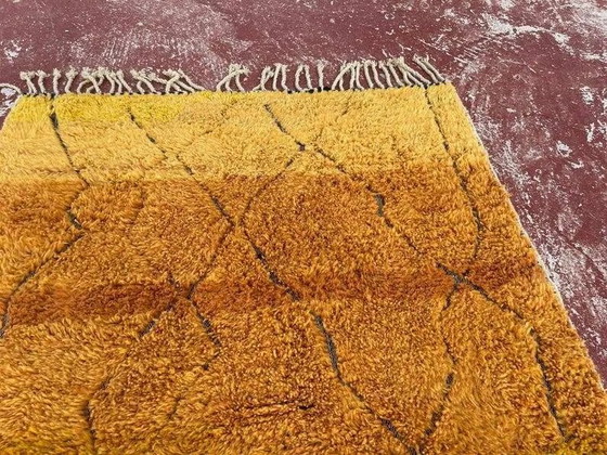 Moroccan Beni Ouarain rug 300 × 200 cm – saffron yellow and black – Rugs & carpets, Wool, Cotton, Vintage (photo 6 of 8)