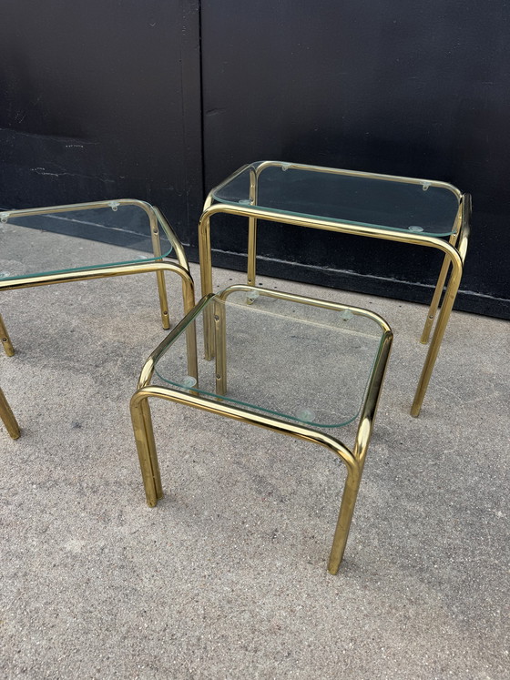 Image 1 of 1970s Gold Nesting Tables