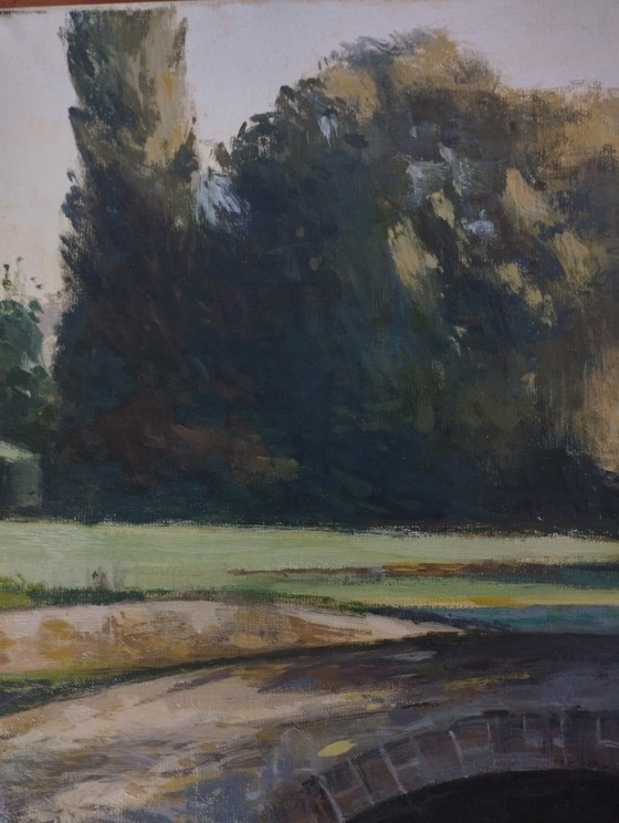 Oude bakstenen brug in Normandië - Gesigneerd olieverfschilderij – Schilderijen & Tekeningen, Canvas (photo 8 of 16)