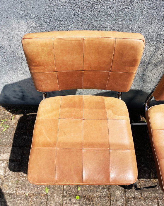 Image 1 of Rohrgestellstühle aus braunem Leder (4 Stück)