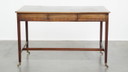 English style writing table/ desk on wheels with blue leather top