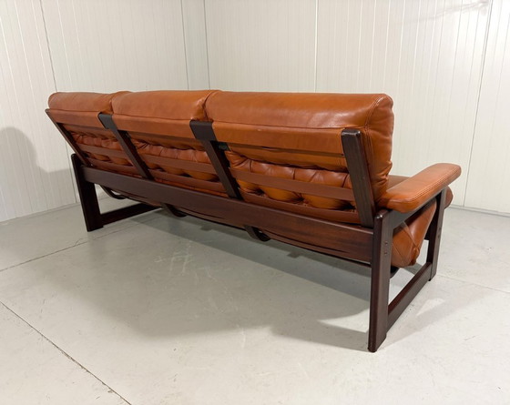 Image 1 of Coja Culemborg rosewood and leather three-seater sofa 1970s