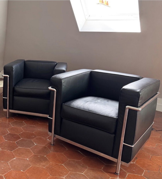 Image 1 of Een paar leren fauteuils