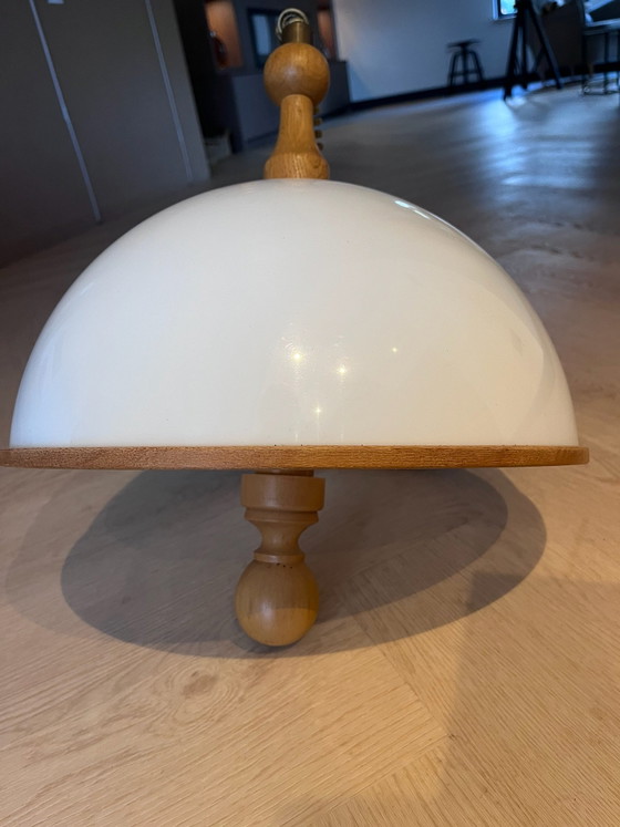 Large vintage Steinhauer pendant lamp acrylic glass and wood, Ceiling lights, Plastic, Brown (photo 6 of 7)