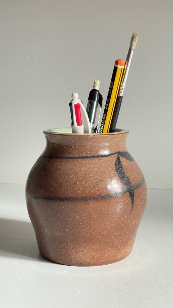 Vintage Signed Handcrafted Stoneware Vase – RG, Ceramic (photo 27 of 31)