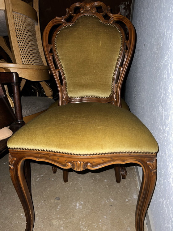 6 Baroque Dining chairs, Metal, Velvet, Brown (photo 2 of 5)