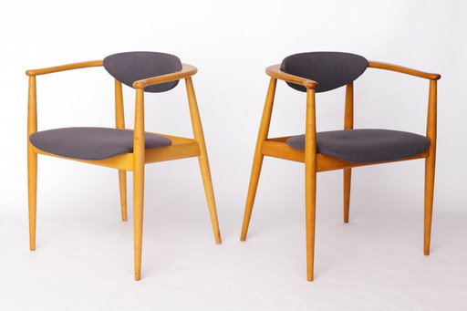 Paar Mid-Century Sessel, 1960-70er Jahre Deutscher Vintage, Buchenholz & Original-Polsterung