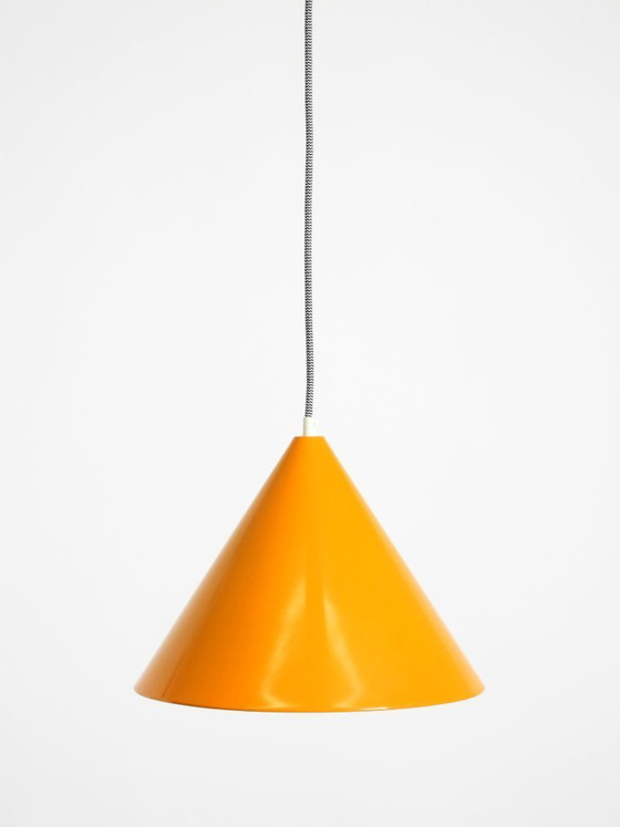 Image 1 of Original 1970s orange metal pendant lamp by Louis Poulsen model Billiard