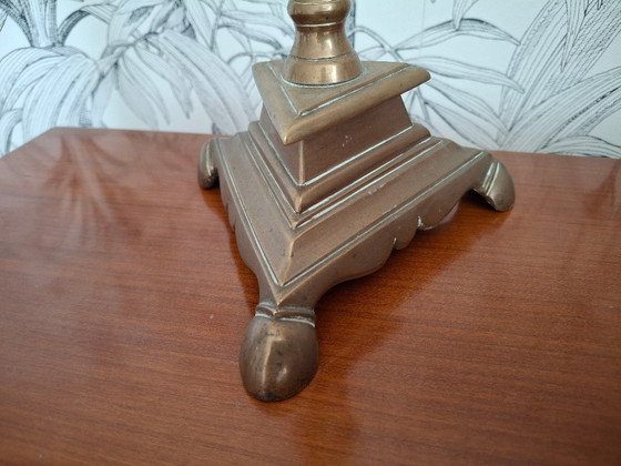 Image 1 of Exceptional bronze lamp base, antique candle holder 1580-1620, certified with traceability