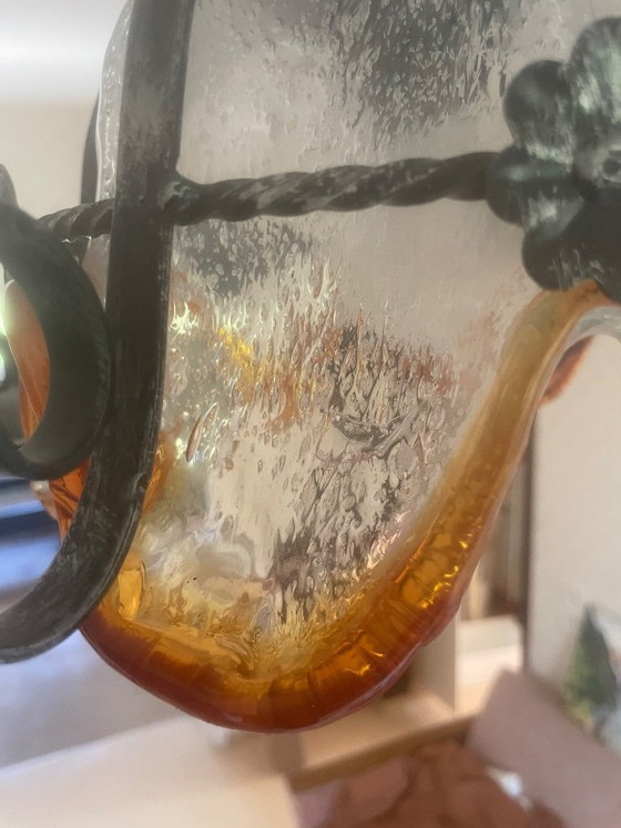 Image 1 of Vintage pendant lamp, Brutalist style, very likely Mazzega