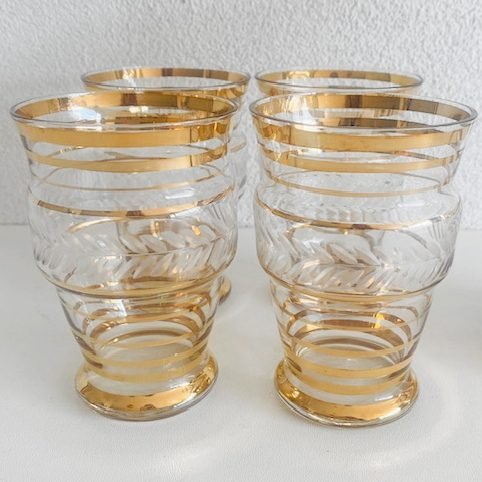 Image 1 of Antiguo juego de decantador de cristal art deco de oro Booms Glass 1930s
