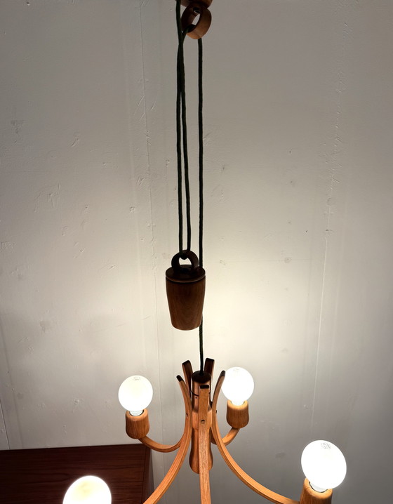 Image 1 of Contrepoids de lustre en teck vintage, Domus '80