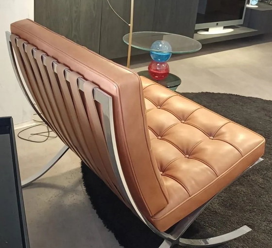 Image 1 of Sillón Knoll Barcelona - Nuevo, sin estrenar, en piel color caramelo y coñac - Diseño de L. Mies van der Rohe y Lilly Reich, 192