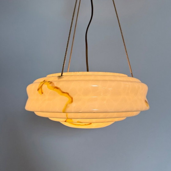 Image 1 of art deco hanglamp marmer glas , 1950s