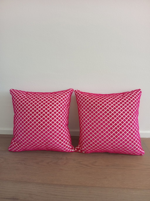 Zwei rosa Jacquard-Dekokissen – kussentjes, Textile